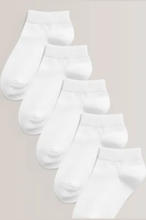 Next White 5 Pack Cotton Rich Trainer Socks 6-8.5 Jnr