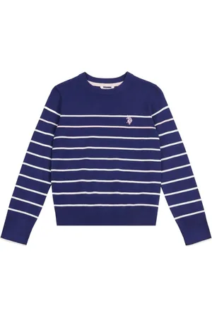 U.S. Polo Assn. U. S. Polo Assn Blue U. S. Polo Assn. Girls Blue Stripe Crew Jumper 7