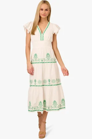 Adrianna Papell Adrianna by Smocked Waist Long Dress AU 14