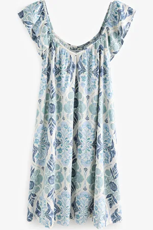 Next V-Neck Ruffle Sleeve Mini Dress with Linen AU 20