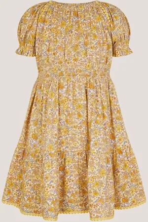Monsoon Floral Puff Sleeve Jersey 100% Cotton Dress 12