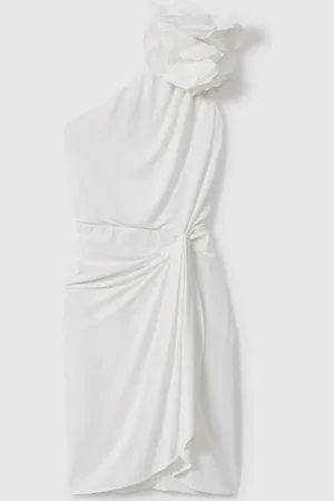 Halston Heritage One-Shoulder Ruffle Mini Dress AU 16