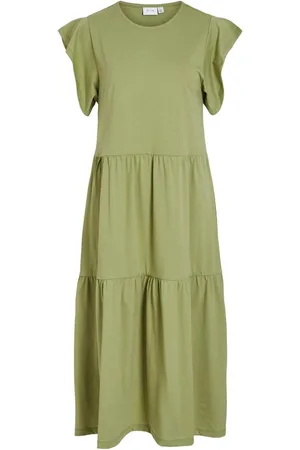 VILA Short Sleeve Jersey Tiered Midi Dress AU 12