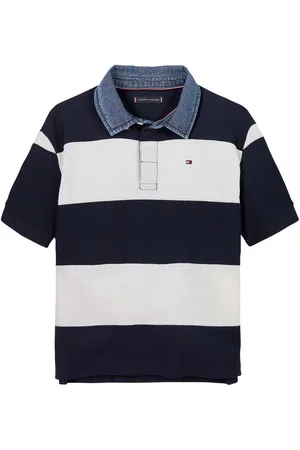 Tommy Hilfiger Denim Collar Stripe Short Sleeve 100% Cotton Polo Shirt 5 Years (110cm)