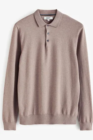 Next Regular Fit Knitted Long Sleeve Polo Shirt M Reg