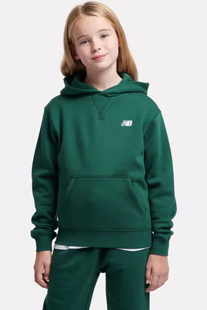 New Balance Green Small Girls Brush Back Logo Hoodie 8