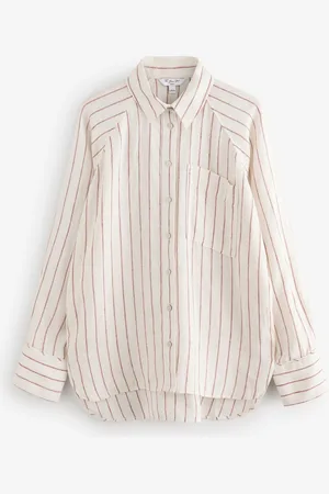 Next 100% Linen Button Down Relaxed Long Sleeve Shirt AU 22