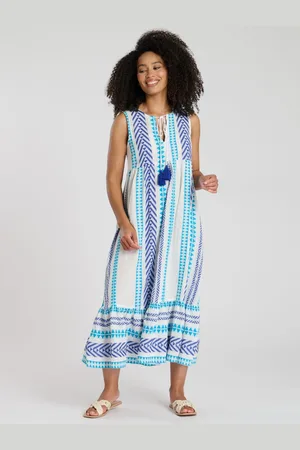 South Beach Jacquard Sleeveless 100% Cotton Midi Dress AU 16