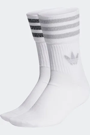 adidas Originals Grey/White Mid Cut Glitter Crew Socks 2 Pack 12.5-1