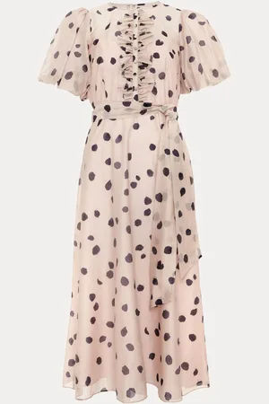 Phase Eight Nicola Spot Ruffle Midi Dress AU 10