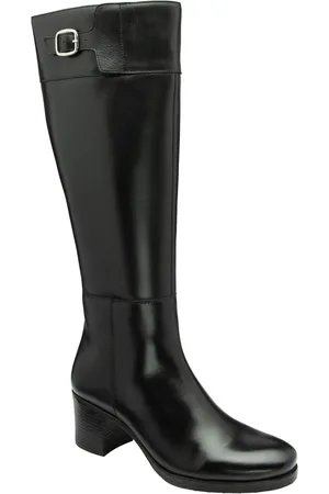Ravel Black Leather Heeled Knee-High Boots AU 10 (EU 42)
