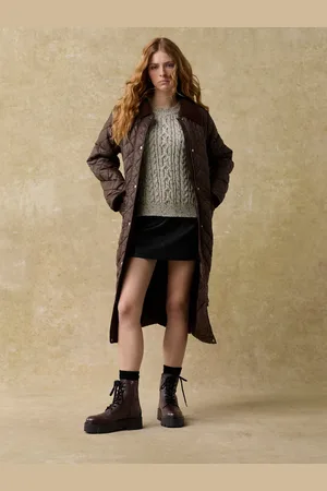 Next Chocolate Brown Longline Heritage Quilted Jacket S