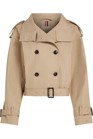 Tommy Hilfiger Brown 100% Cotton Crop Trench Jacket AU 16