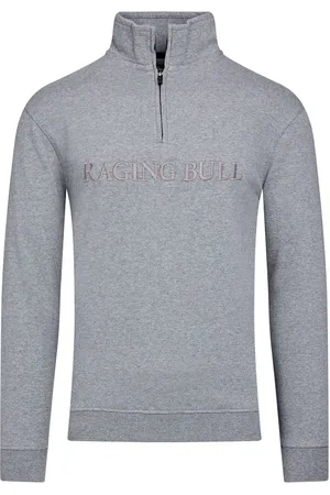 Raging Bull Grey Tonal Embroidered Quarter Zip Sweater XXL