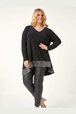 Roman Metallic Curve Sequin Hem Stretch Top AU 22-24