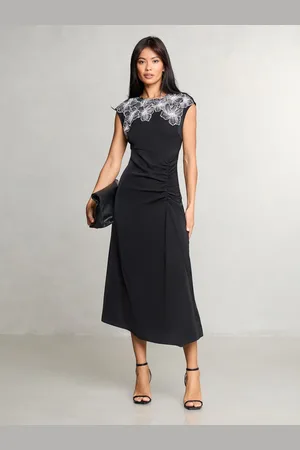 Lipsy London Sleeveless Floral Print Artwork Asymmetrical Midi Dress AU 10