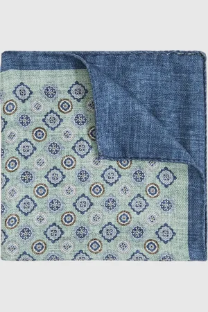 Reiss Soft Sage Giotte Silk Medallion-Print Pocket Square One