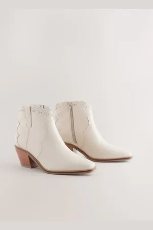 Next Neutral Leather Forever Comfort Scallop Edge Boho Cowboy Boots AU 10 (EU 42)