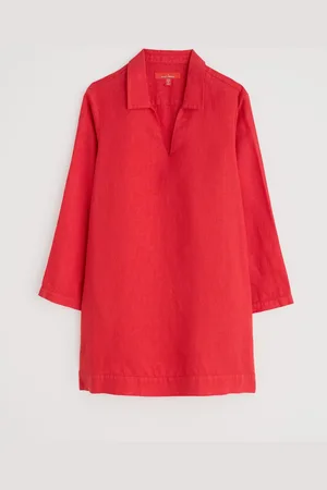 Seasalt Cornwall Red Shallow Layers 100% Linen Tunic AU 22