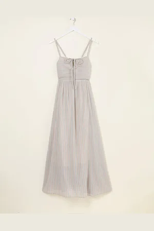 Fat Face FatFace Meg Stripe 100% Cotton Midi Dress AU 6 S