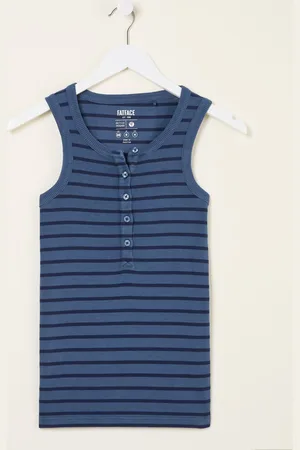 Fat Face FatFace Rachel Indigo Blue Stripe Rib Vest AU 16