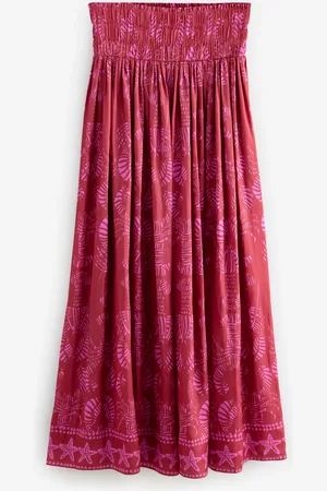 Next Glossy Satin Printed Pleat Maxi Skirt AU 12