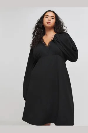 Simply Be Long Sleeve Waffle Lace Trim Midi Skater Dress AU 14