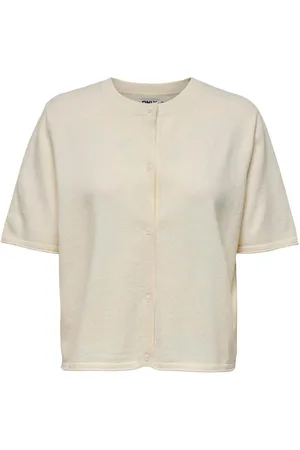 ONLY Cream Round Neck Short Sleeve Cardigan