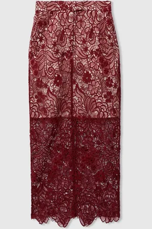 Reiss Flo Sheer Lace Midi Pencil Skirt AU 4