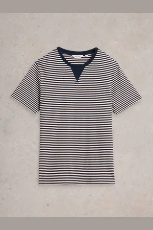 White Stuff Blue Striped Rib T-Shirt S