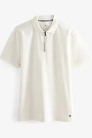 Next Short Sleeve Textured Quarter Zip Polo Shirts XXL