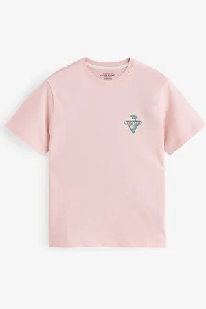 Guess Light Pink Oversized Fit Palm Logo 100% Cotton T-Shirt XL