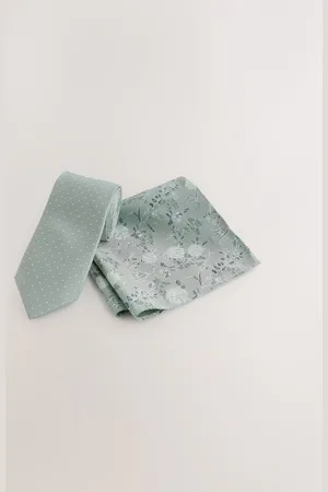 Next Green 100% Silk Tie and Pocket Square Set One