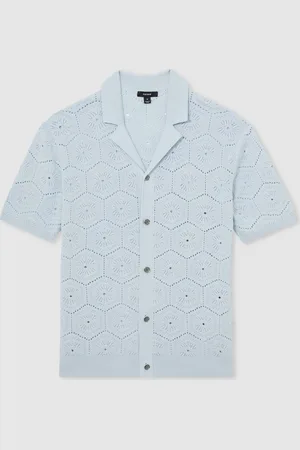 Reiss Royce Pointelle Button-Through Shirt XL