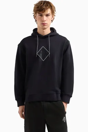 Armani Exchange Navy Panel Logo 100% Cotton Hoodie S