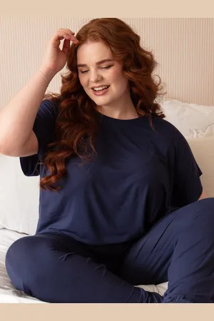 Cyberjammies Blue Alpes Jersey Capslv Slouch Top & Pyjama Set AU 18