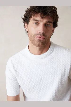 Threadbare Cream Textured Front Knitted T-Shirt XL