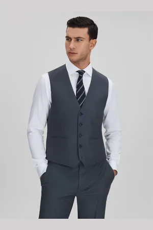 Reiss Airforce Blue Humble Slim Fit Single Breasted Wool Waistcoat 46