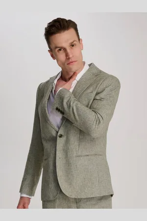 Harry Brown Green Giacomo Slim Fit Cotton Linen Suit Jacket 36 R
