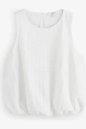 Next White 100% Cotton Sleeveless Bubble Hem Top AU 24