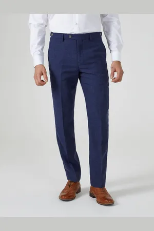 Skopes Navy Blue Tailored Fit Jude Tweed Suit: Trousers 32W x 29L (UK 32 S)