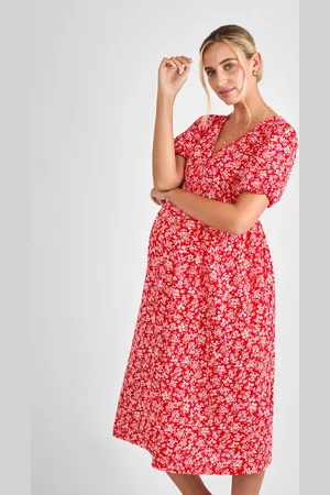 JoJo Maman Bébé Maternity Floral Midi 100% Cotton Dress S
