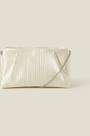 Accessorize Natural Bridal Pleated Satin Clutch Bag One