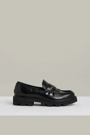 Reiss Lianna Leather Fringed Chunky Penny Loafers AU 9 (EU 40)
