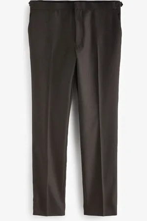 Next Brown Slim Fit Textured Wool Suit Trousers 34W x 31L (UK 34 R)