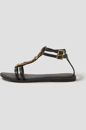Monsoon Black Simi T-Bar Strappy Sandals AU 7 (EU 38)