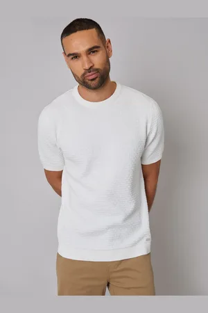 Threadbare Cream Textured Front Knitted T-Shirt XL