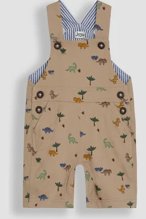 JoJo Maman Bébé Stone Dino Printed Twill Dungarees 2