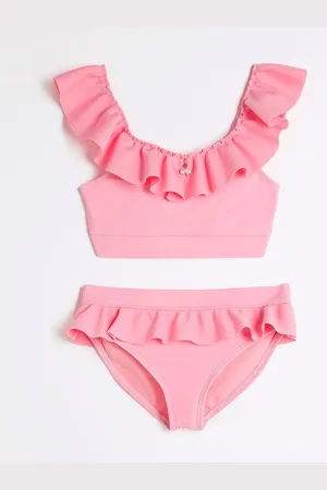 River Island Pink Girls Frill Shoulder Bikini 9