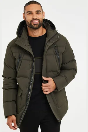 Threadbare Khaki Green Hooded Showerproof Puffer Coat L